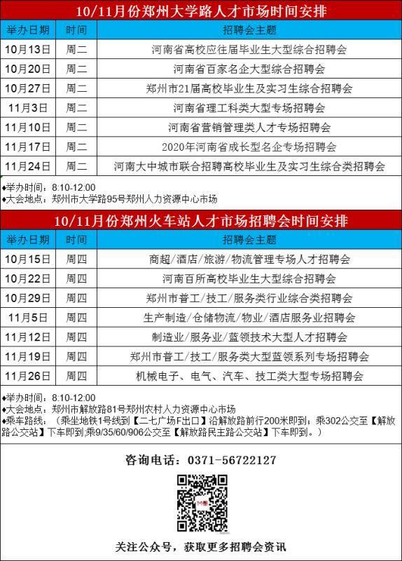 郑州百姓网招聘:求职者：10月郑州有6场招聘会，2.8万余个就业岗位等你来