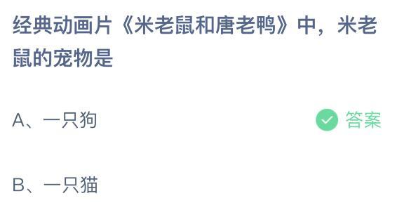 米老鼠和唐老鸭中米老鼠的宠物是