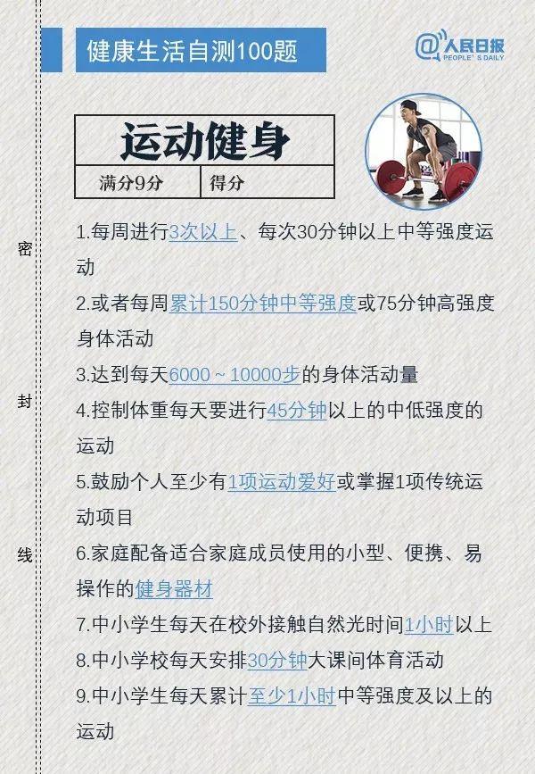 健康生活自测100题，看看你能拿多少分