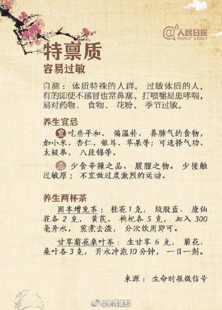 一种体质一种吃法！9种体质人群的最佳养生法