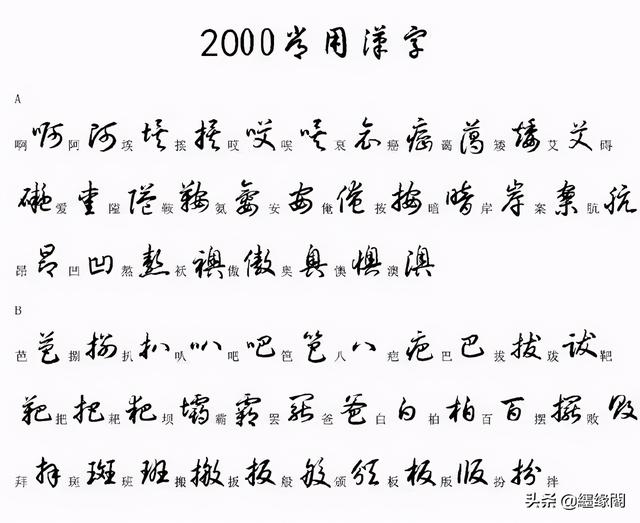 2000个最常用汉字的草书写法图「3500常用字草书写法」