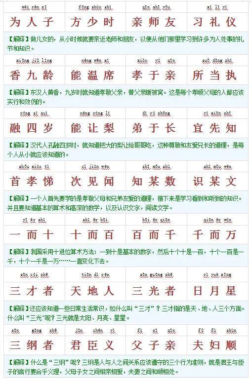 新版带拼音及注解的《三字经》