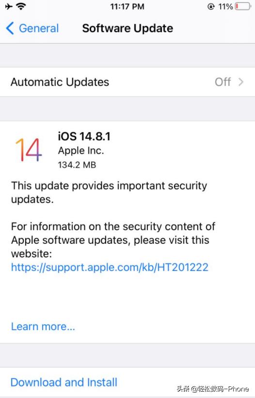 苹果发布iOS  14.8.1系统更新，修复多个安全漏洞，建议升级