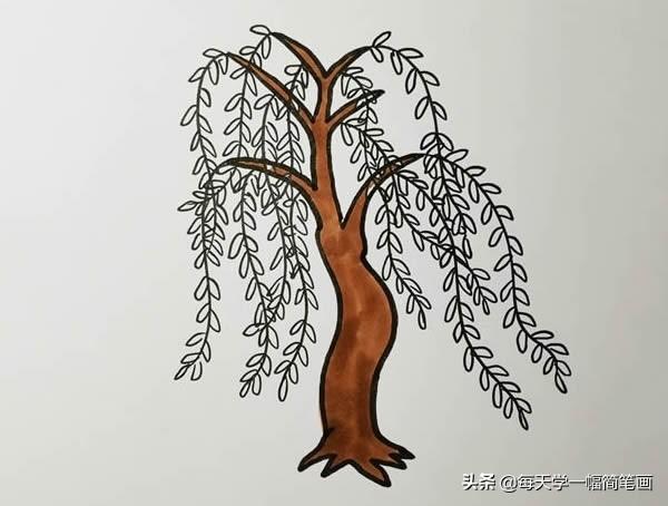 柳树简笔画步骤图解教程