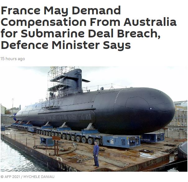 英美澳组团对抗中国搅黄法澳潜艇大单，法防长：考虑让澳大利亚赔钱