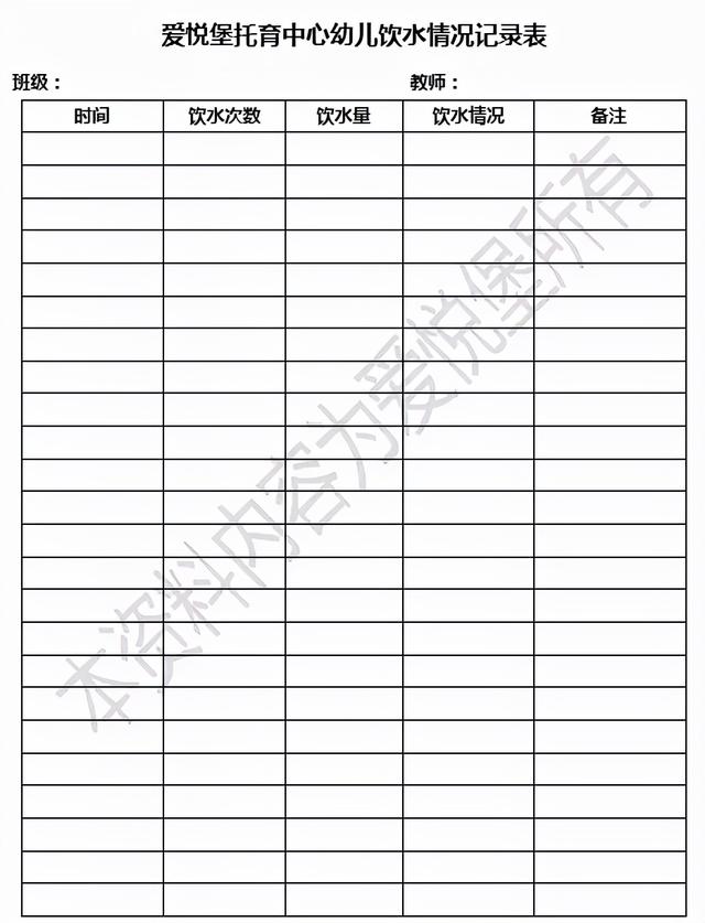 爱悦堡托育中心安全标准1000条之《婴幼儿喝水标准》