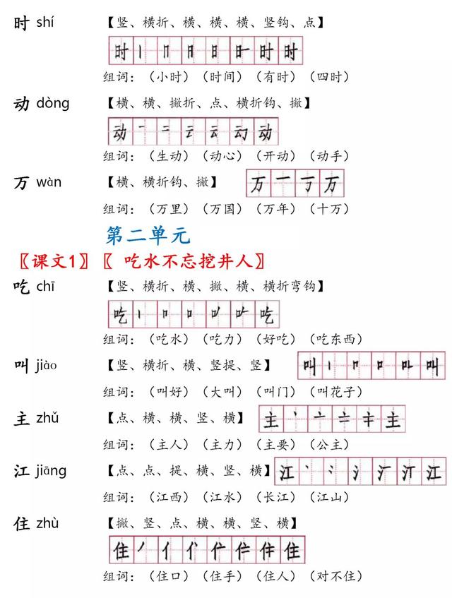 总组词，一年级人教版语文下册生字笔顺组词带拼音？