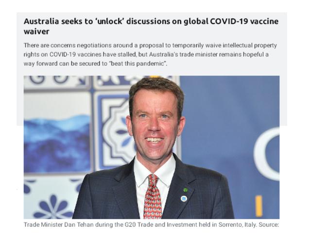 等不及了！澳洲寻求“开启”关于全球疫苗豁免讨论