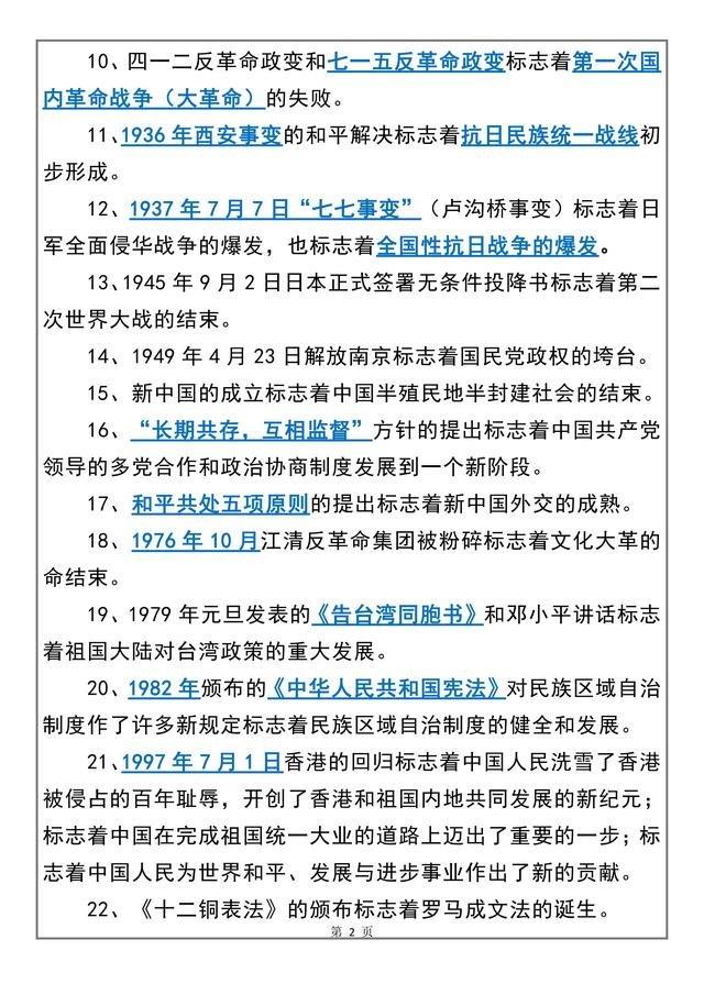 学习时间到！高中历史课本上必背知识点汇总，重&难点一目了然