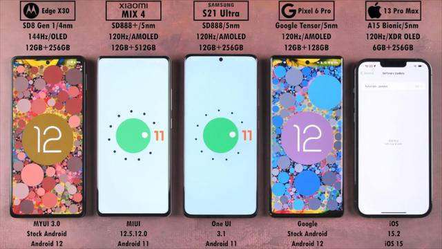 5部手机性能亮剑，骁龙8Gen1等安卓团灭，iPhone13ProMax独孤求败
