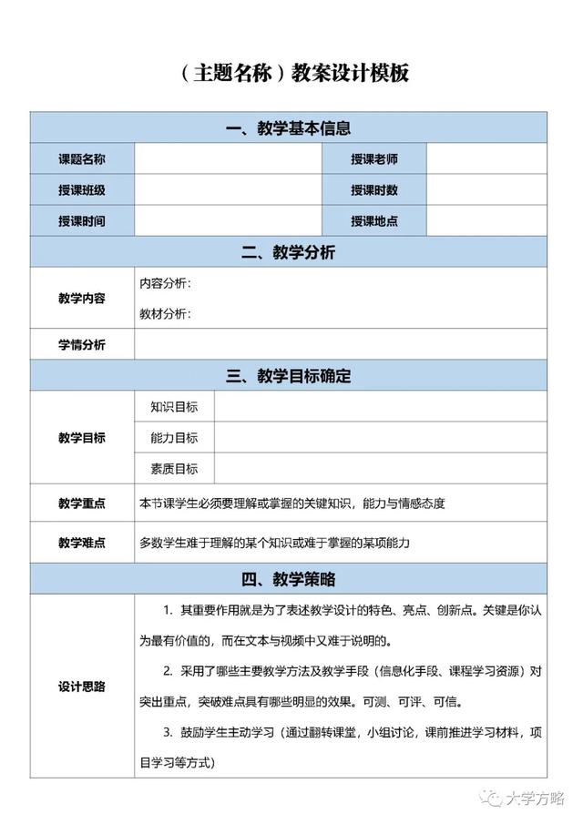 教学比赛 _“国赛”一等奖教案设计模板及填写要点