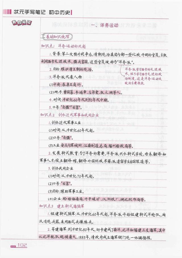 初中八年级上册历史重点概念知识状元笔记(1)