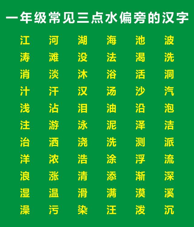 三点水偏旁的字一年级都有什么(一年级三点水字旁的字)-锐牛沃德讯息