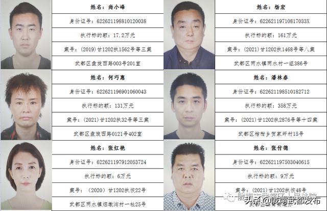 曝光! 武都区法院公布2022年第一批失信被执行人名单（172人）
