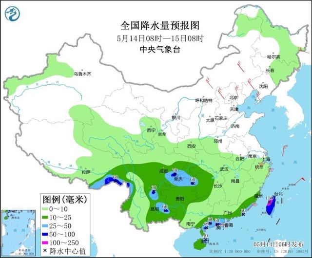 南方大部地区有降温，华南沿海仍有明显降雨 全国未来三天具体天气预报