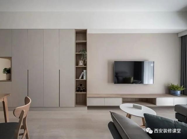 第七种:电视墙l型局部收纳柜