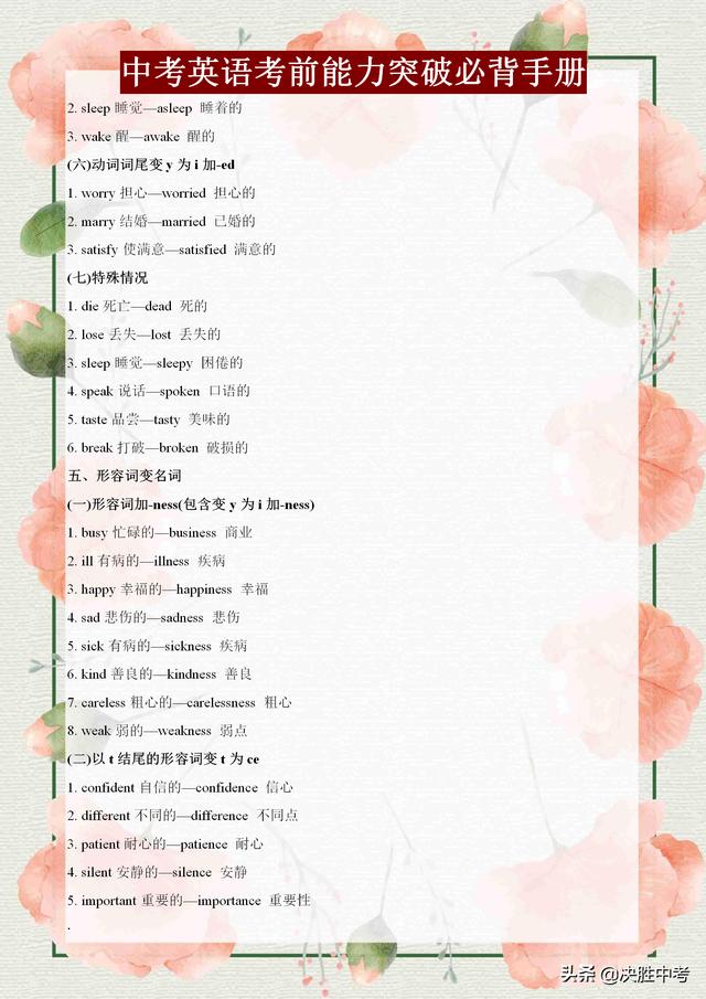 初中英语考前突破——词类派生规律,掌握这些,快速突破词汇量