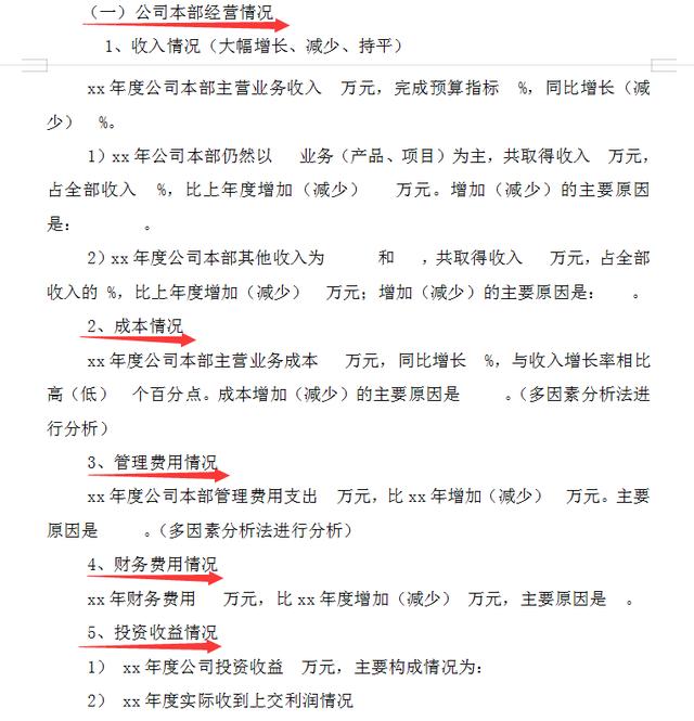 财务年度分析报告模板（完整版）