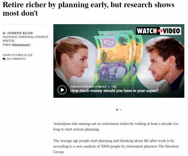 越早越好！研究发现澳大利亚人太晚为退休财富做打算