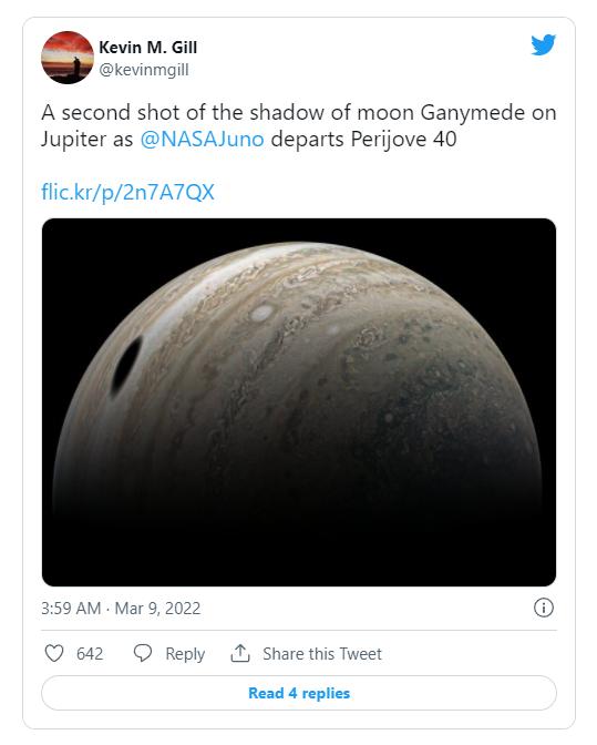 公民科学家分享朱诺号新图像 突出木星的“艺术性”及其卫星的阴影
