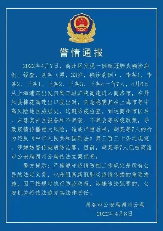 7人从上海自驾进陕西商洛被立案