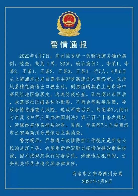 2022-04-08 7人从上海自驾进陕西商洛被立案