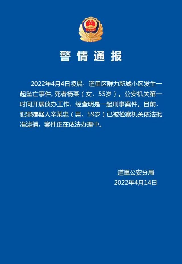 妻子坠亡高校原书记被批捕