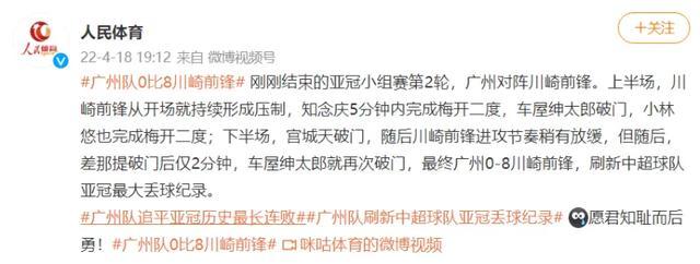 0:8！广州队惨败刷新中超球队亚冠失利记录，昔日冠军令人唏嘘