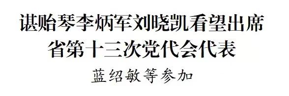 【今日关注】谌贻琴李炳军刘晓凯看望出席省第十三次党代会代表