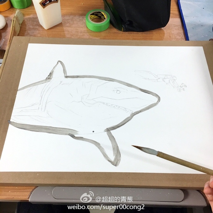 教你如何画一条“残暴无比”的鲨鱼，太美了！