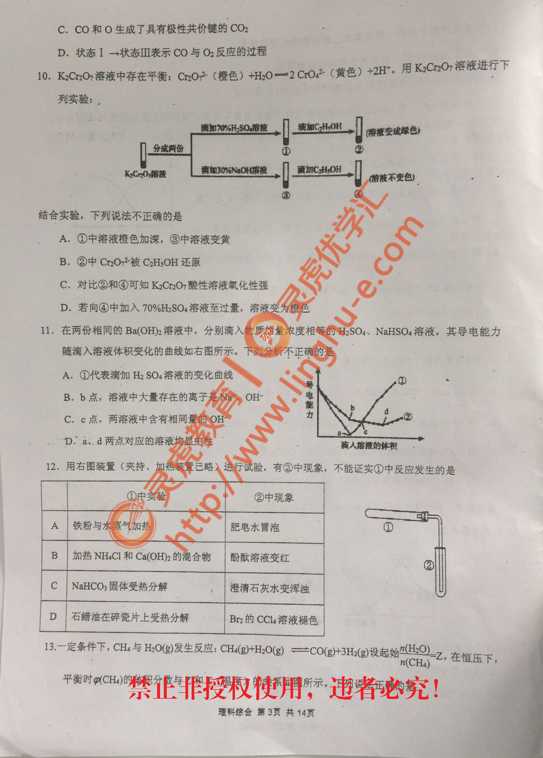 昆明第一中学2017届综合科周测卷-理科综合（一）