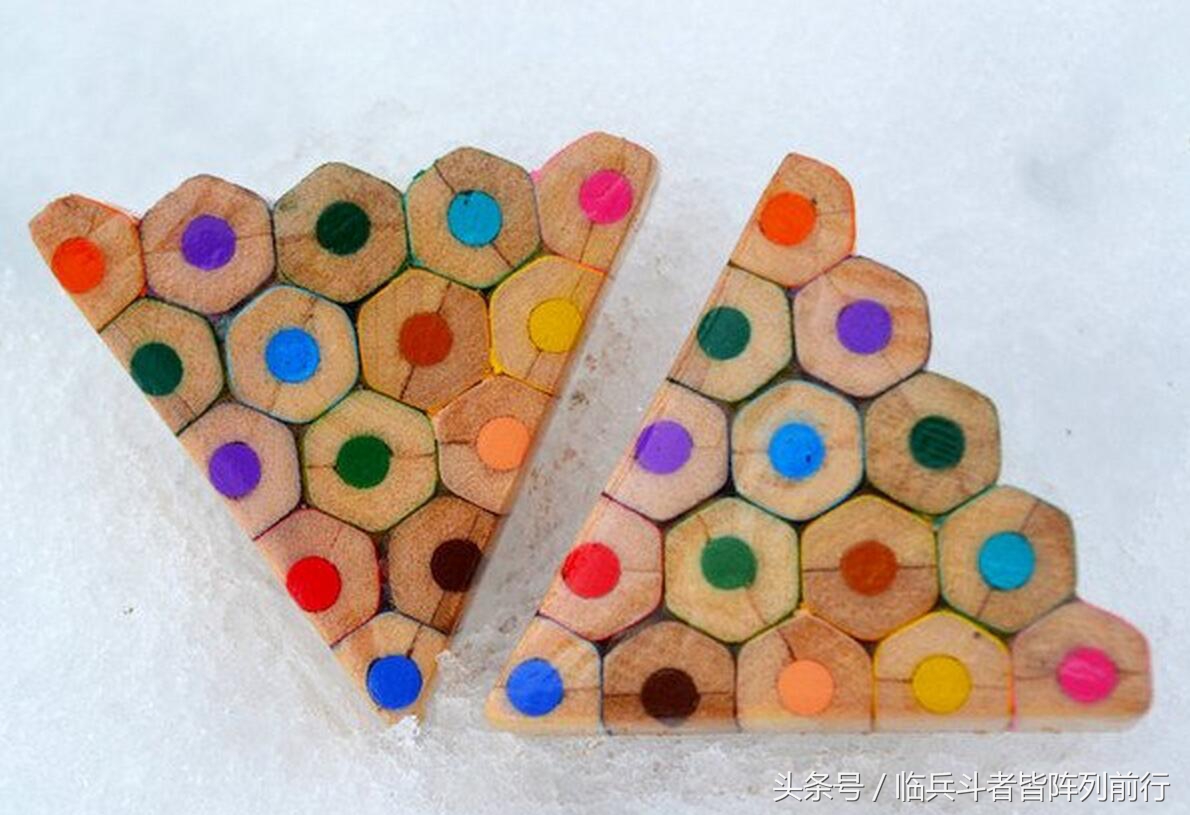 DIY教程 彩色铅笔头变废为宝 制作创意无比的几何拼排饰品