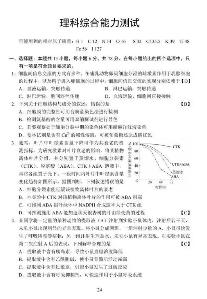 2017年山东省高考理科试题及答案（高清标准版）暨试题分析