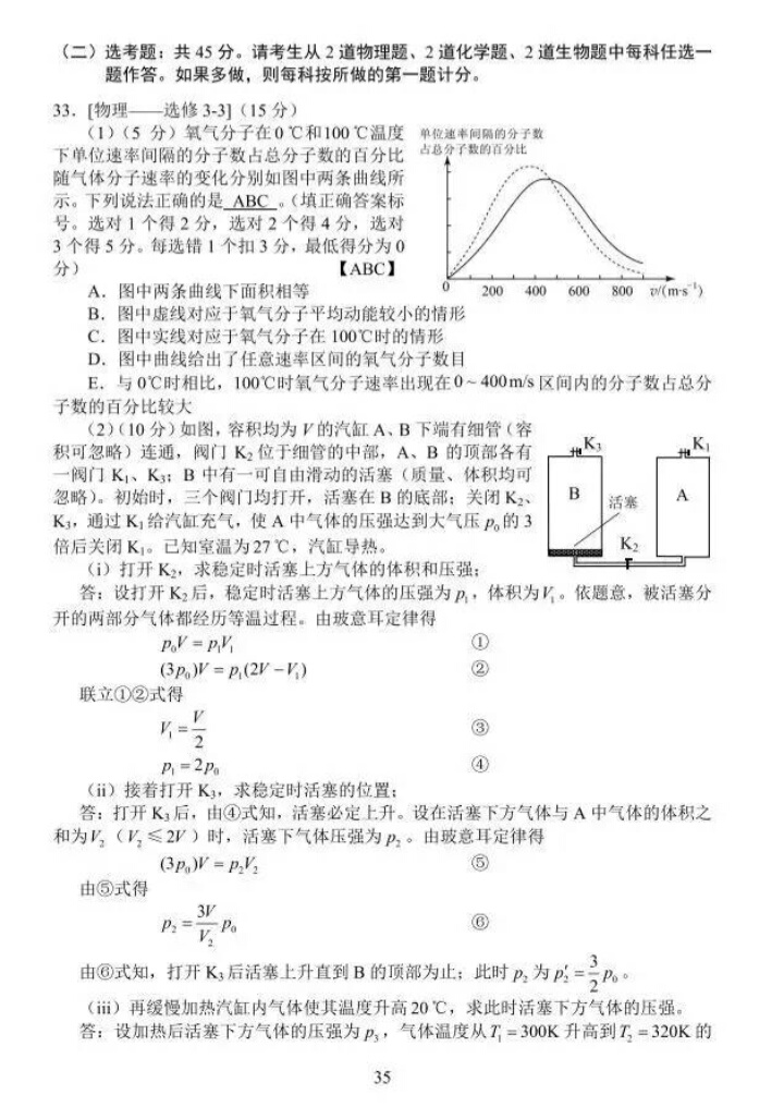 2017年山东省高考理科试题及答案（高清标准版）暨试题分析