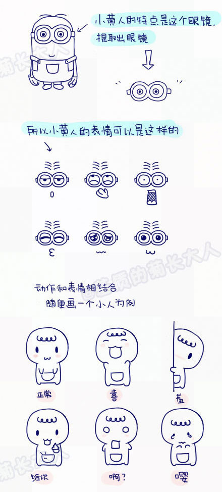 漫画表情简笔画(「干货收藏！」1000个可爱的手绘小表情，分享给想学简笔画和喜欢做手账的你！)