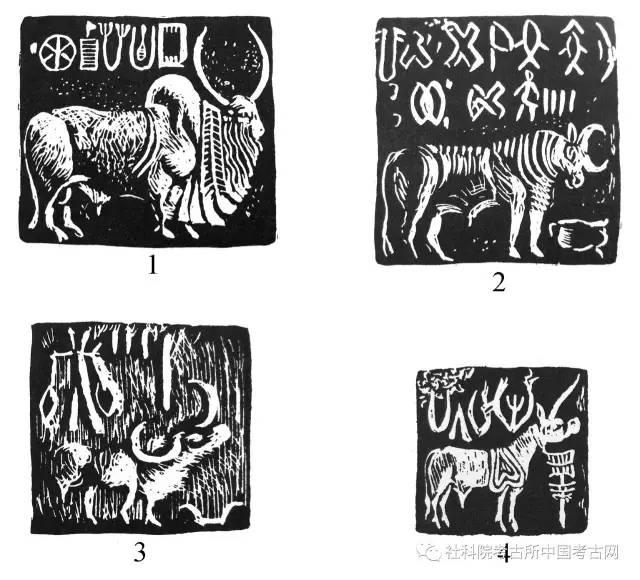 图五 印度河流域哈拉帕文化出土印章1.瘤牛图案印章 2.
