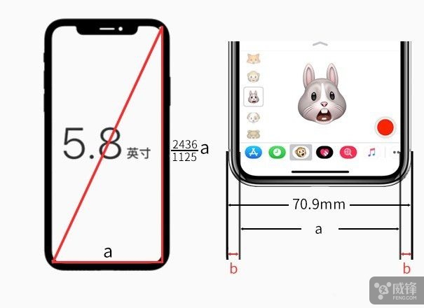 初中数学老师勾股定律算出iPhone X边框宽度