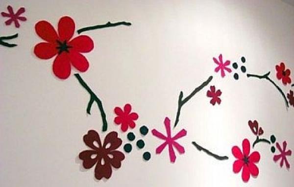 DIY壁花也灿烂 布艺制作墙壁贴画教程