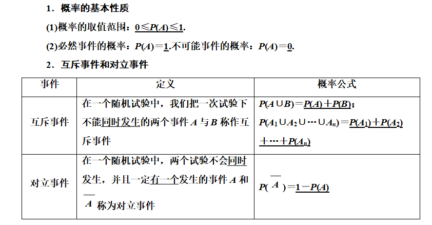 高中数学必修五-概率突破点（二）互斥事件与对立事件