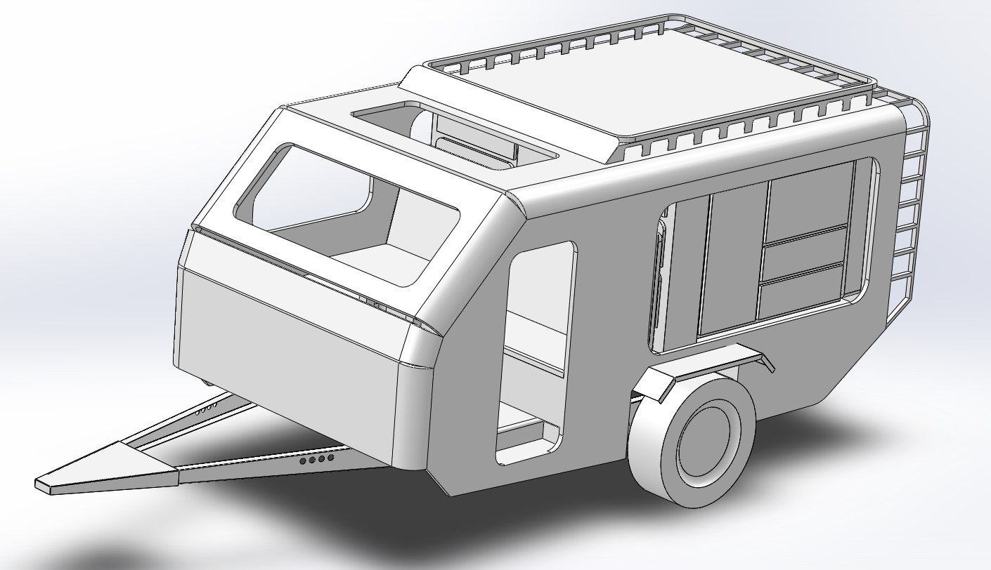 「龙腾设计」闲暇给自己设计了个轻量型、内折叠、小房车，^_^