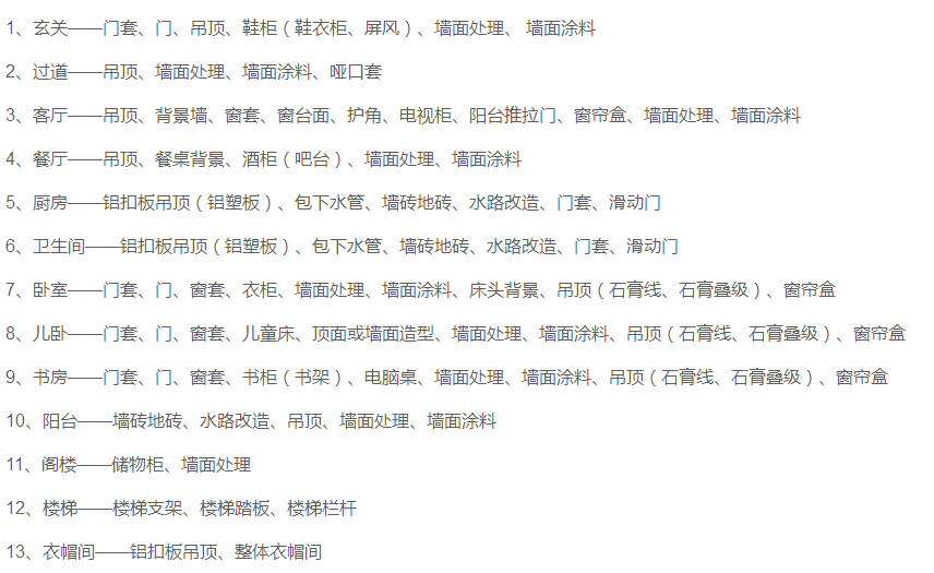 装修过5套房，终于捋清装修包含哪些工程！拱手奉上装修明细清单