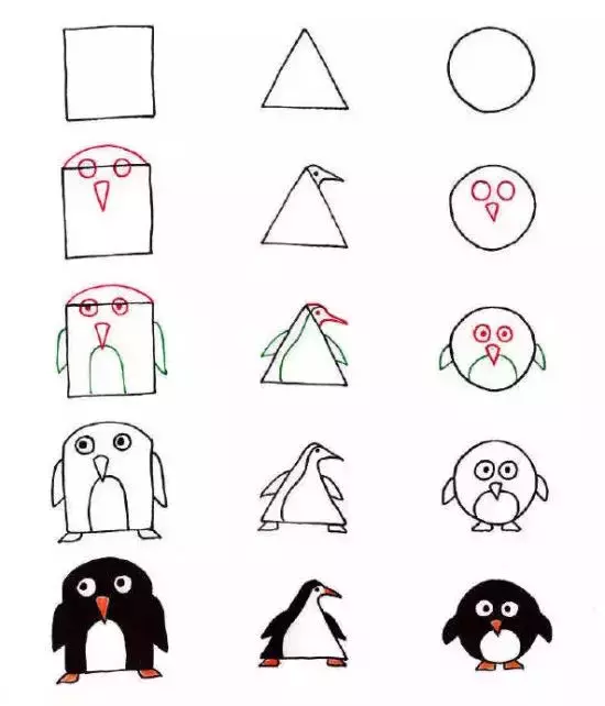 几何图形简笔画画动物图片