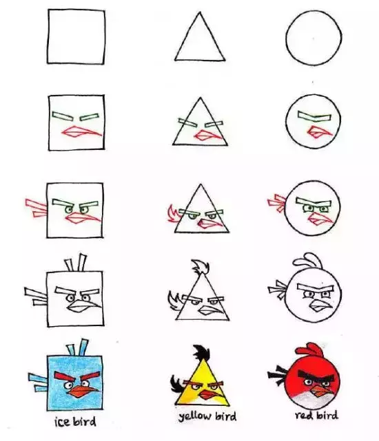 儿童简笔画:三种几何平面图形,轻松教孩子画动物,颠覆想象力