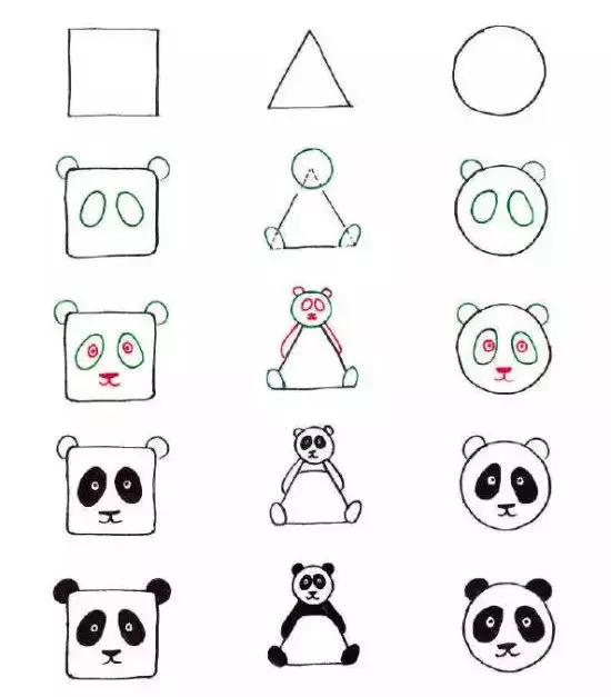 儿童简笔画:三种几何平面图形,轻松教孩子画动物,颠覆想象力