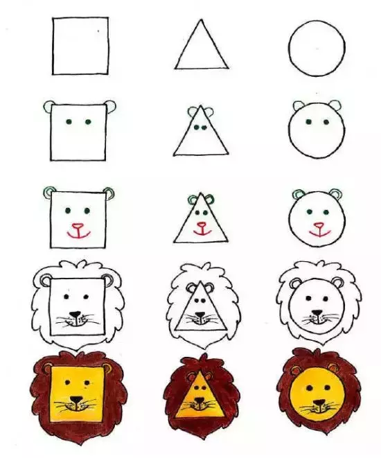 儿童简笔画:三种几何平面图形,轻松教孩子画动物,颠覆想象力
