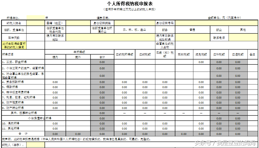 「个人所得税」之年所得超过12万自行申报你需要了解！