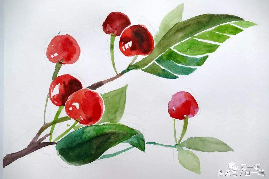 水彩画：过年了，家家户户挂灯笼，今天画可以吃的灯笼