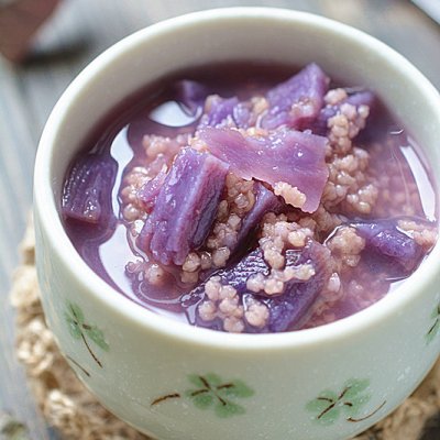 紫薯小米粥#美的微波炉菜谱