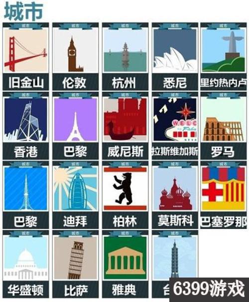 6399:疯狂猜图1.4版城市类答案大全介绍分享