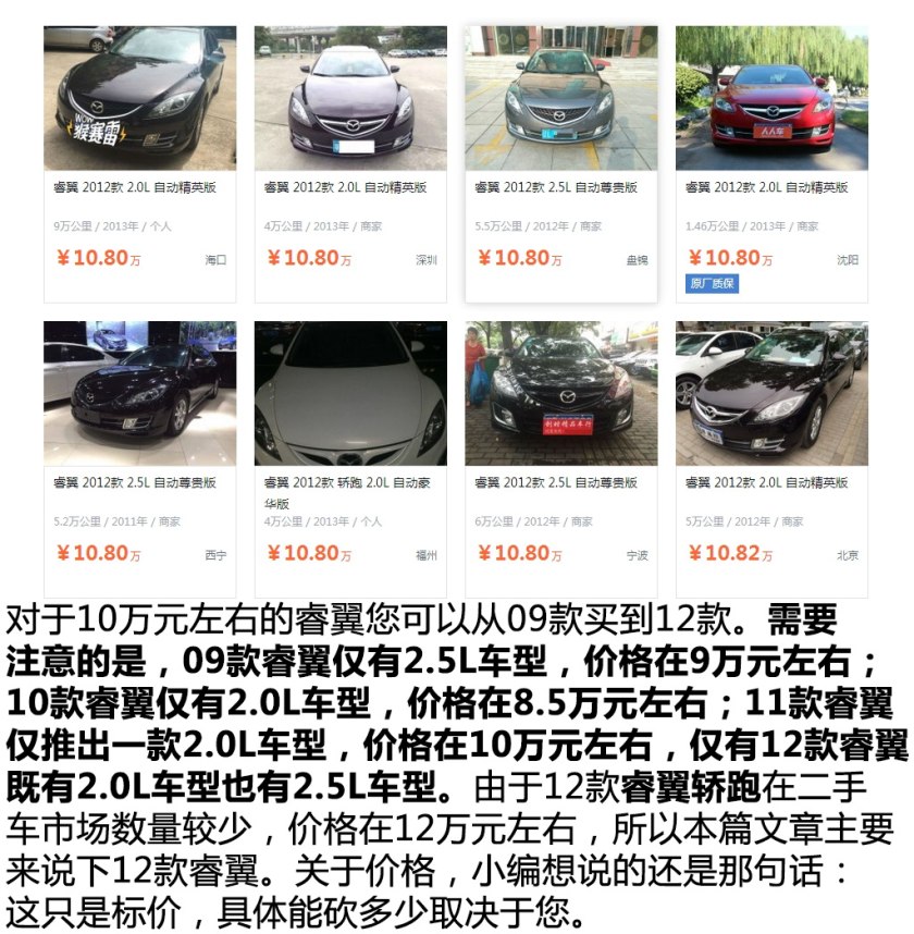 主打操控性 10万元左右的二手睿翼导购